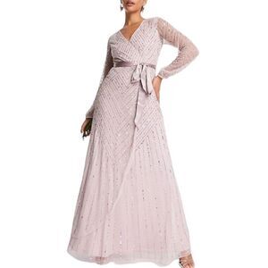 Frock & Frill Bridesmaid Wrap Maxi Dress In Taupe New With Tag Size 2